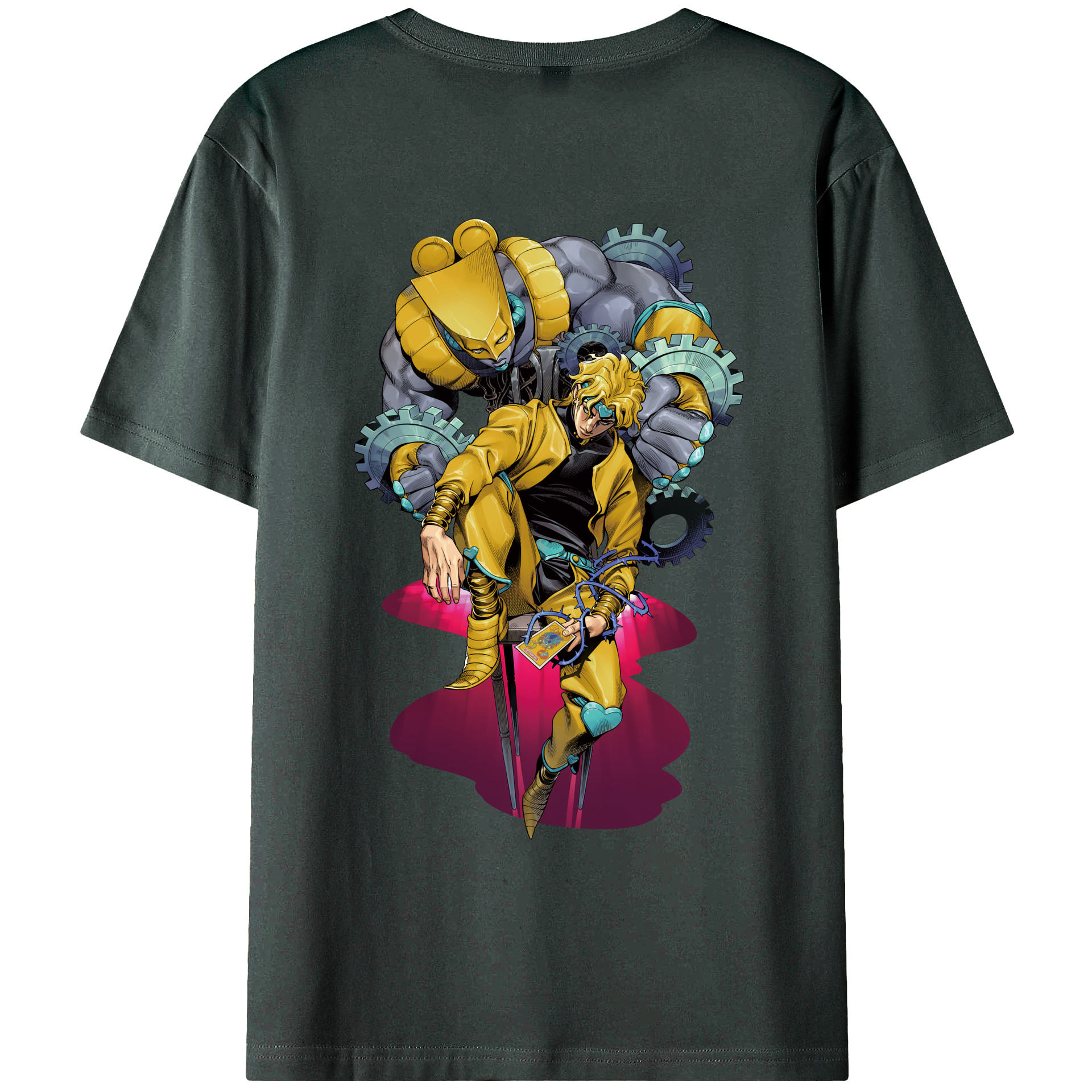 （画像用） ジョジョの奇妙な冒険 ディオ?ブランドー JoJo's Bizarre Adventure Dio Brando 綿100％ メンズ半袖Tシャツ（バックプリント） 通気性
